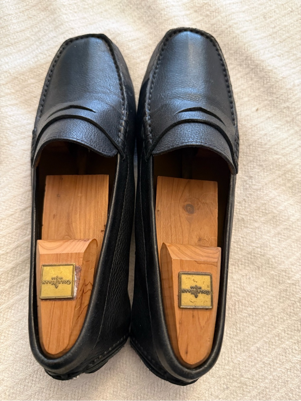Cole Haan Black Leather Penny Loafers for Men